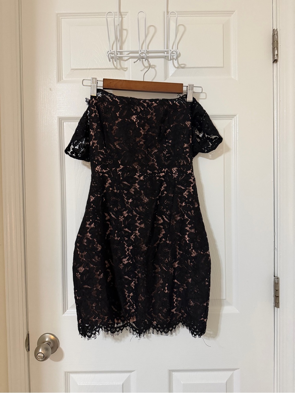Tobi Black Lace One-Shoulder Dress with Nude Lining - Picture 1 of 2